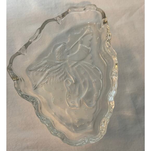Mikasa Crystal Frosted Glass "Angel Music" Dish Germany 7.75” Christmas - Picture 3 of 6
